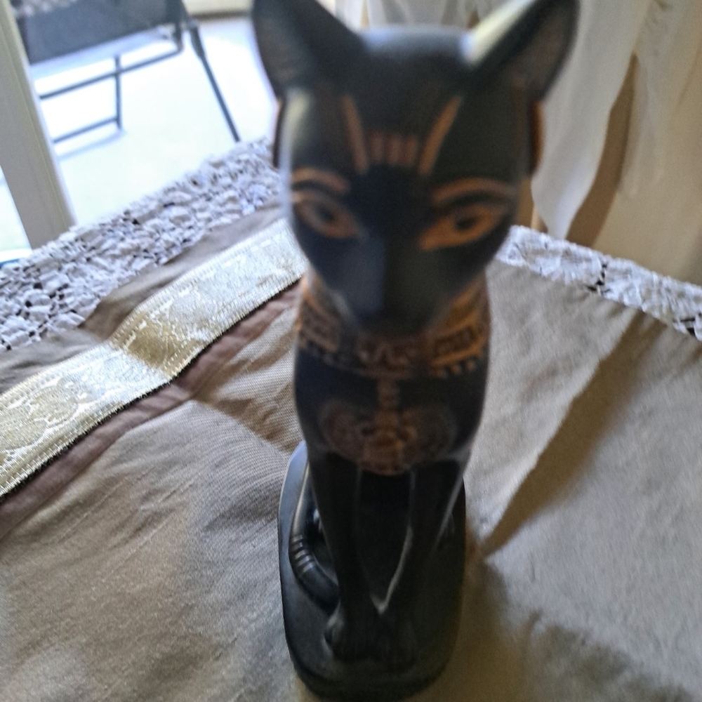 Regal Black and Gold Cat Art Piece See Photo - Picture 8 of 9